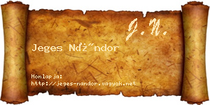Jeges Nándor névjegykártya