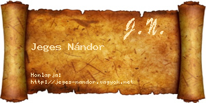 Jeges Nándor névjegykártya